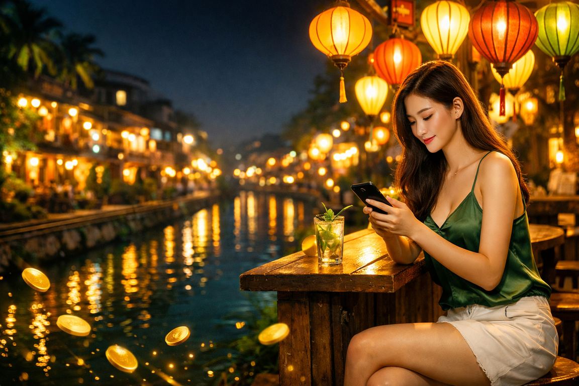 Người dùng tại Hà Nội thưởng thức casino mobile giữa không khí chợ đêm nhộn nhịp