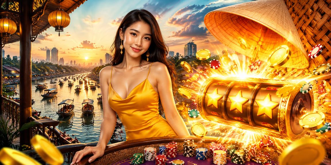 Người chơi slot game tại vùng Mekong với không khí lễ hội rực rỡ