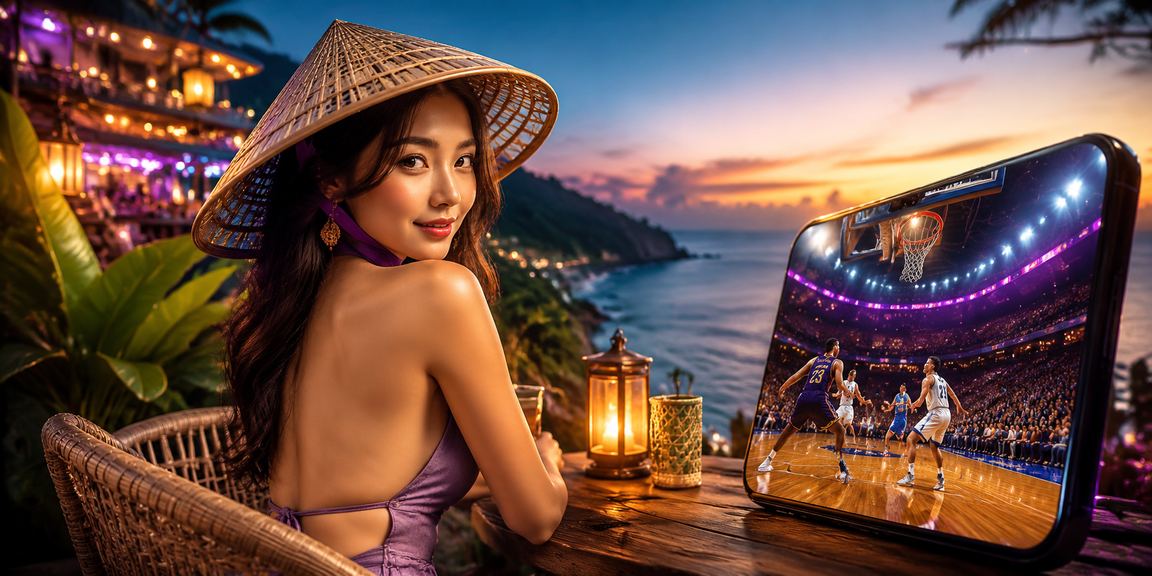 Người phụ nữ đội nón lá tại Sapa theo dõi kết quả bóng rổ trên điện thoại