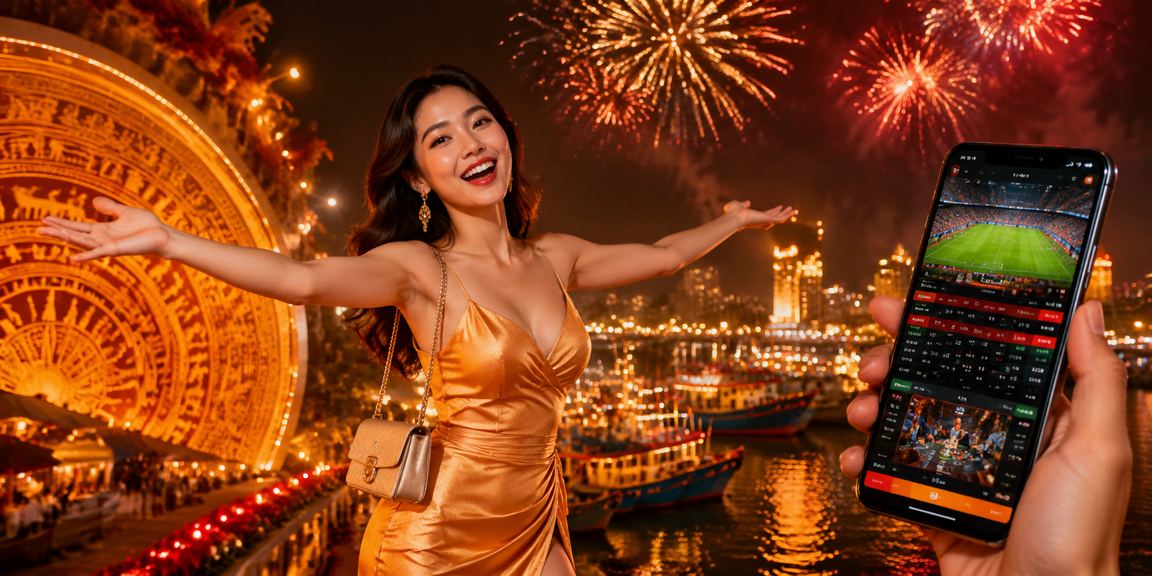 Người dùng tại Vũng Tàu thưởng thức casino trên điện thoại giữa không khí chợ đêm sôi động
